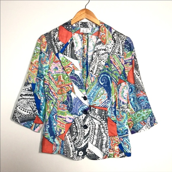 Alberto Makali Abstract Print Linen blazer - Picture 1 of 4